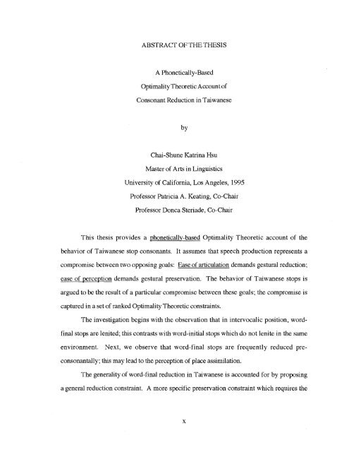 A Phonetically-Based Optimality Theoretic Account of Consonant ...