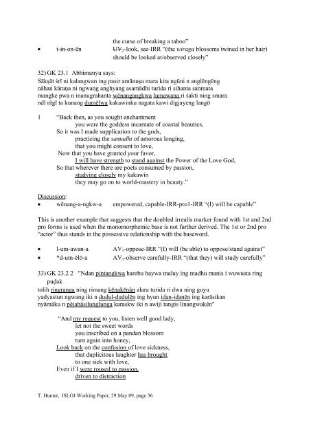 Working Paper on Irrealis, Imperative Mode and Complementation ...