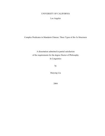 Complex Predicates in Mandarin Chinese - UCLA Department of ...