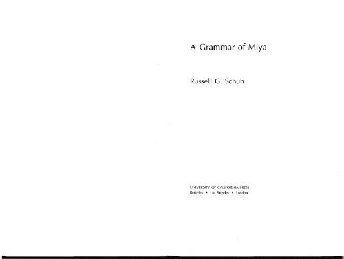 A Grammar of Miya - UCLA Department of Linguistics