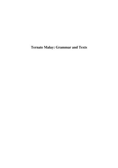 Ternate Malay: Grammar and texts (LOT ... - LOT publications