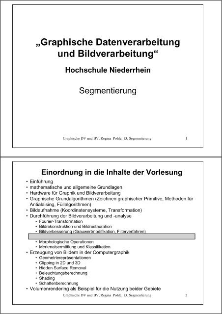 Segmentierung I - Hochschule Niederrhein