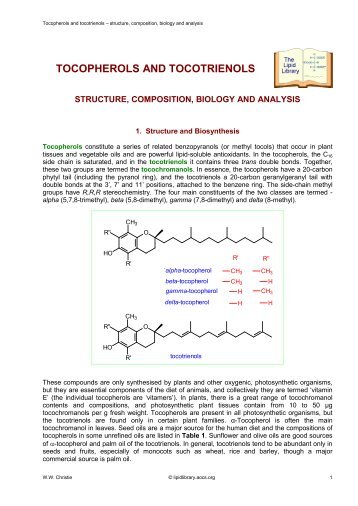 TOCOPHEROLS AND TOCOTRIENOLS - Lipid Library