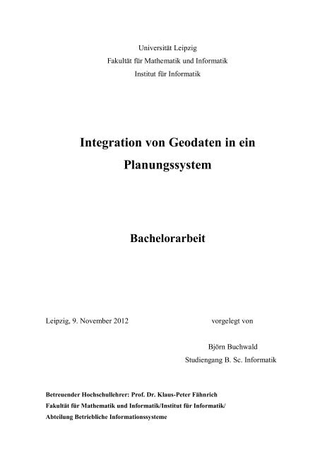 Bachelorarbeit - Integration von Geodaten in ein Planungssystem