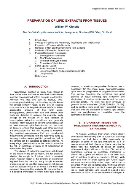 Extraction of Lipids from Tissues - Lipid Library