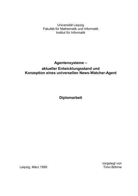 Agentensysteme - Dokumentenserver Fakultät für Mathematik und ...