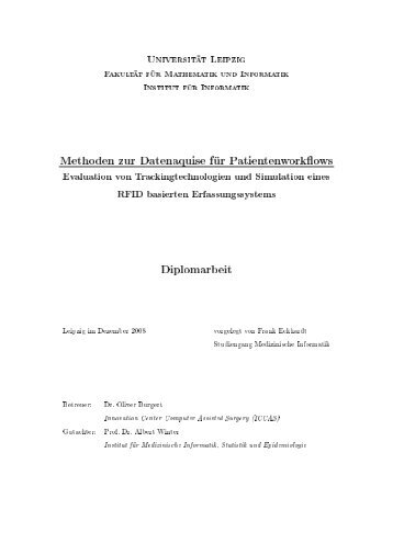 Universität Leipzig Methoden zur Datenaquise für Patientenwork ...