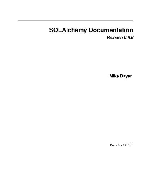 Sqlalchemy Documentation