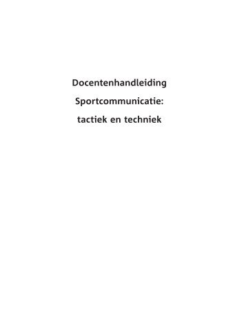 Docentenhandleiding Sportcommunicatie: tactiek ... - Lirias@Lessius
