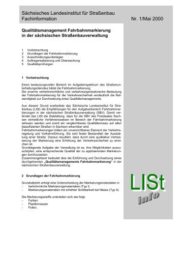 Sächsisches Landesinstitut für Straßenbau Fachinformation Nr. 1 ...