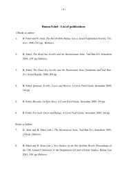 Hanan Eshel - List of publications