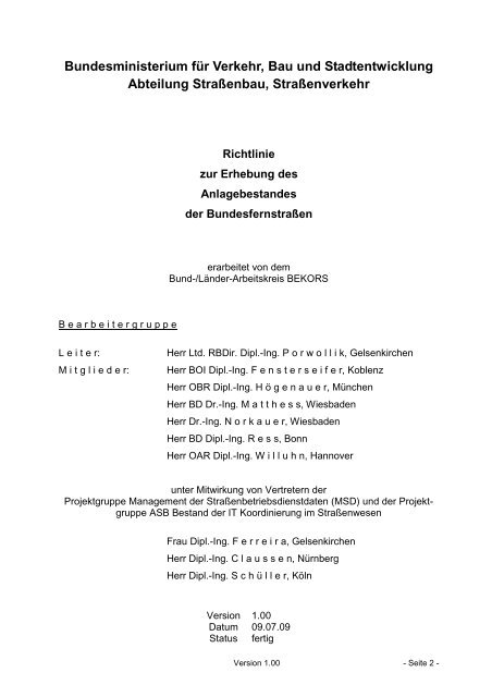 Bundesministerium für Verkehr, Bau und Stadtentwicklung Abteilung ...