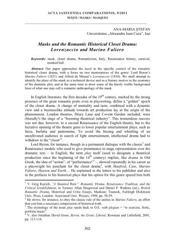 Masks and the Romantic Historical Closet Drama: Lorenzaccio and ...