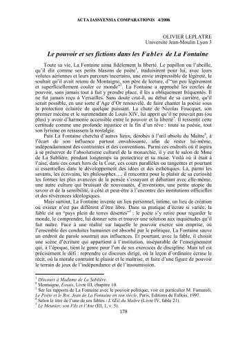 Le pouvoir et ses fictions dans les Fables de La Fontaine