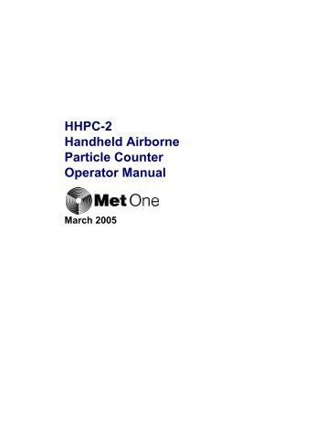 HHPC-2 Handheld Airborne Particle Counter Operator Manual