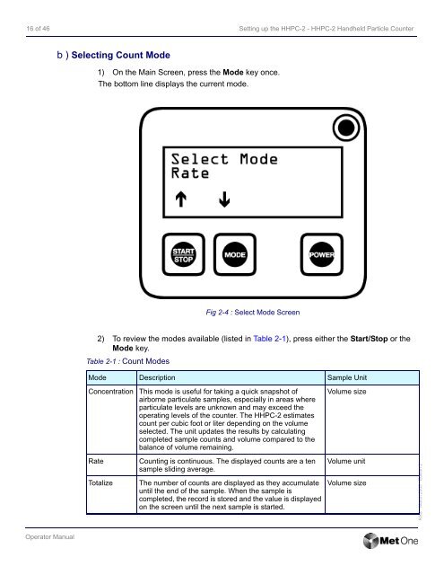 HHPC-2 Handheld Airborne Particle Counter Operator Manual