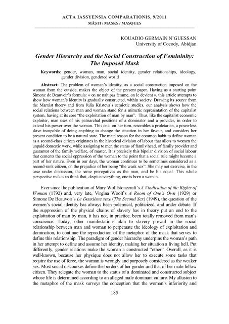 Gender Hierarchy and the Social Construction of Femininity: The ...
