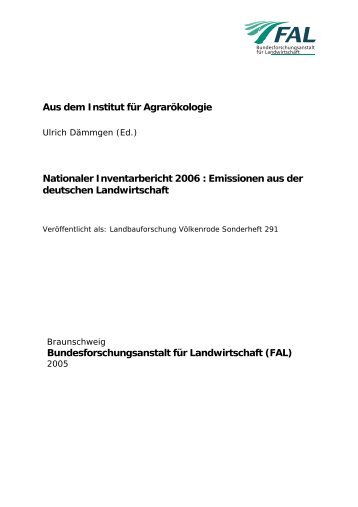 Nationaler Inventarbericht 2006 : Emissionen aus der ... - vTI