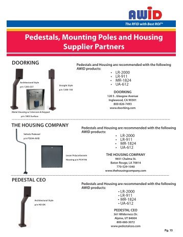 Pedestals, Mounting Poles and Housing Supplier Partners