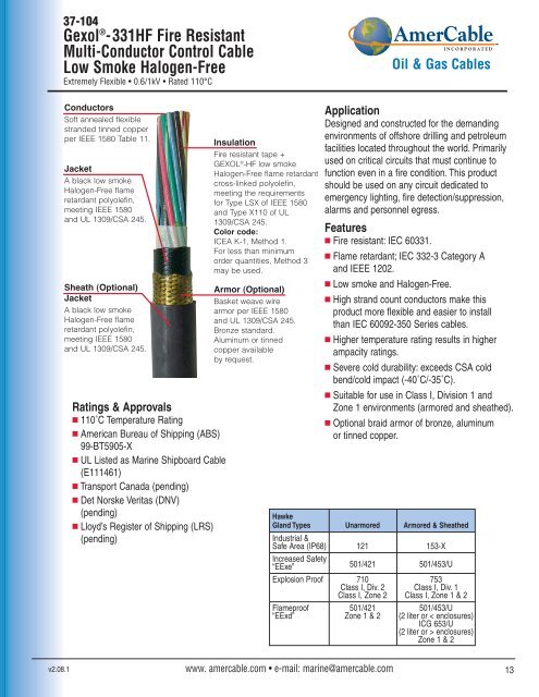 Gexol®-331HF Fire Resistant Multi-Conductor Control Cable Low ...