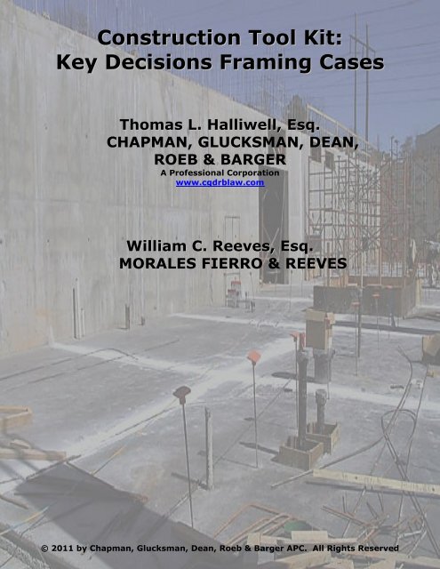 Construction Tool Kit: Key Decisions Framing Cases - HB Litigation ...
