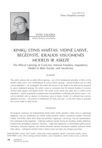 Kinikų etinis maištas: vidinė laisvė, begėdystė, idealios ... - Logos