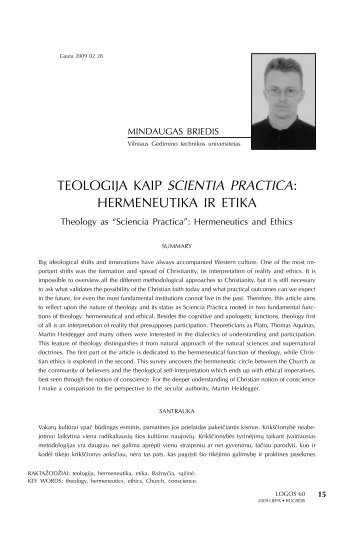 teologija kaip scientia practica: hermeneutika ir etika - Logos