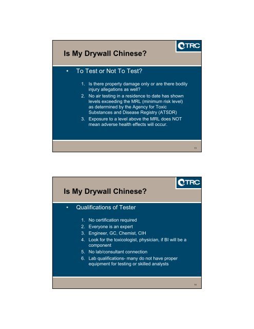 Is My Drywall Chinese? - HB Litigation Conferences