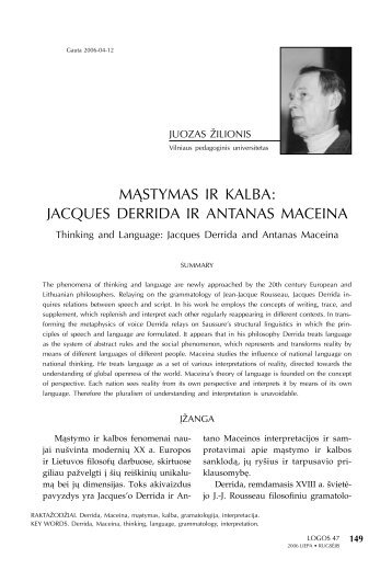 jacques derrida ir antanas maceina - Logos