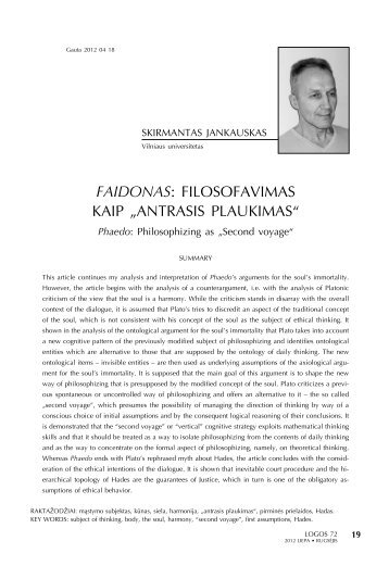 Faidonas: fILOSOfAvImAS kAIP „AntrASIS PLAukImAS“ - Logos