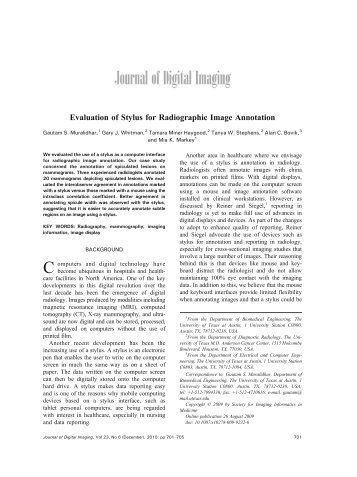 Evaluation of Stylus for Radiographic Image Annotation