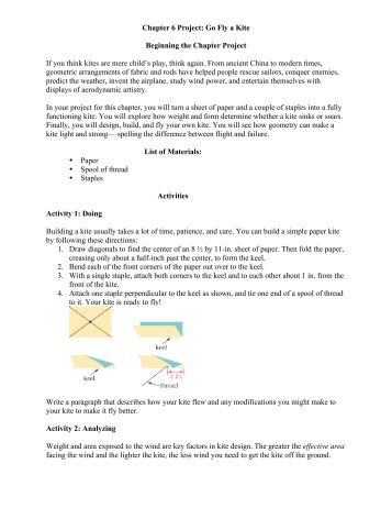 Chapter 6 Project: Go Fly a Kite Beginning the Chapter Project If you ...
