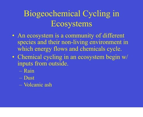 Chapter 5: The Biogeochemical Cycles