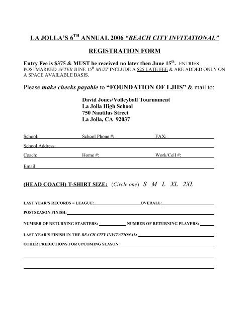 Tournament Flyer - La Jolla High School