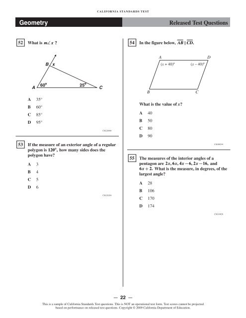 CST 2008 Released Test Questions, Geometry - Standardized ...