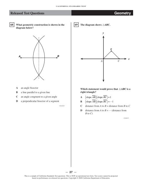 CST 2008 Released Test Questions, Geometry - Standardized ...