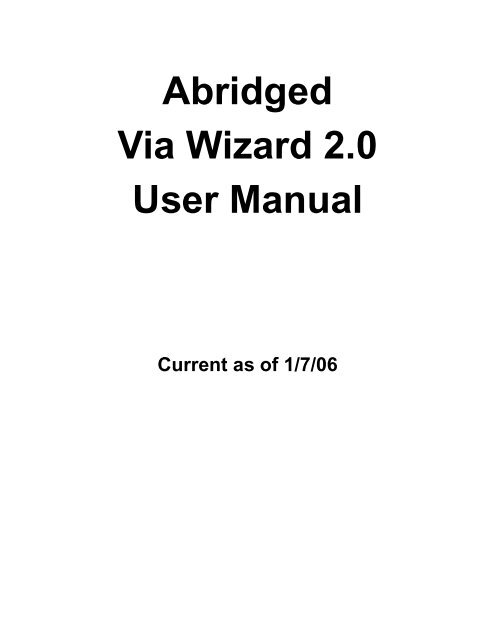 Abridged Via Wizard 2.0 User Manual