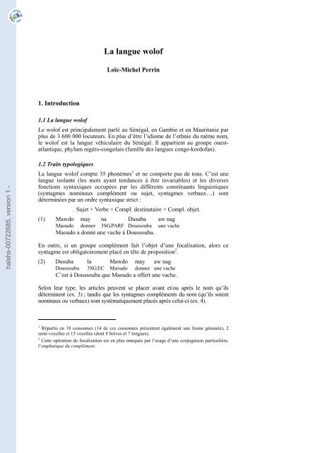 La langue wolof - Llacan - CNRS