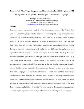 Arokoyo. Bolanle Elizabeth. A comparative phonology of the - Llacan