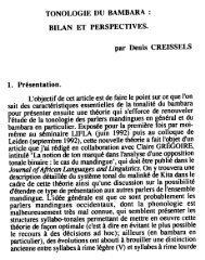 Tonologie du bambara: bilan et perspectives - Llacan