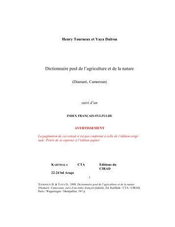 TOURNEUX H. & YAYA D., 1998, Dictionnaire peul - Llacan - CNRS