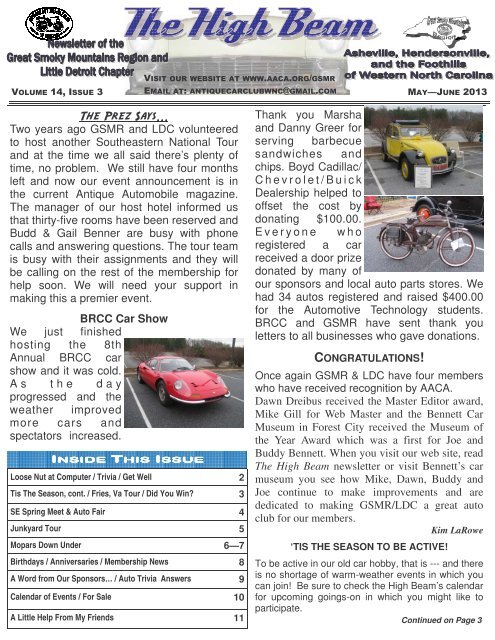 May - Antique Automobile Club of America www.aaca.org