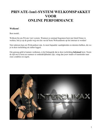 PRIVATE 1on1 SYSTEM WELCOMEPACK TO - InterClimax ...