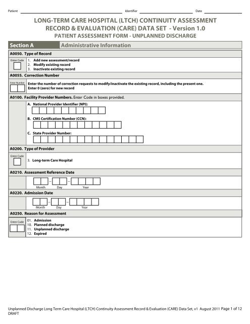 LONG-TERM CARE HOSPITAL (LTCH) CONTINUITY ... - LOINC