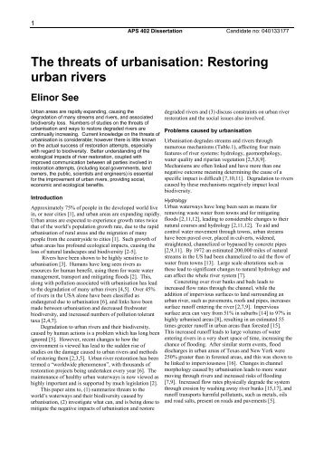 The threats of urbanisation: Restoring urban rivers - APS Group ...