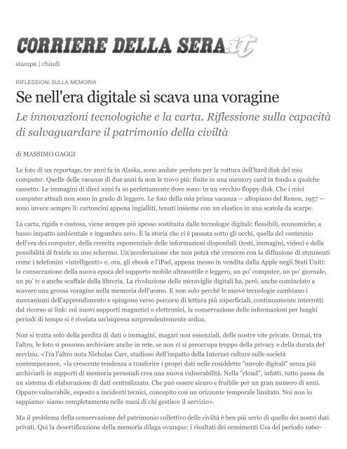 Se nell'era digitale si scava una voragine - Long Now Foundation