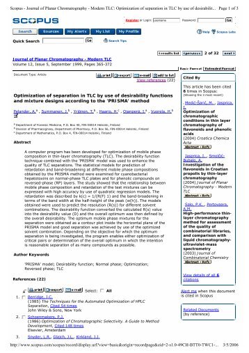 Optimization of separation in TLC by use of desirability functions and ...