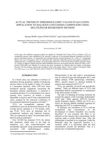 ACTUAL TRENDS IN THRESHOLD LIMIT VALUES EVALUATION ...