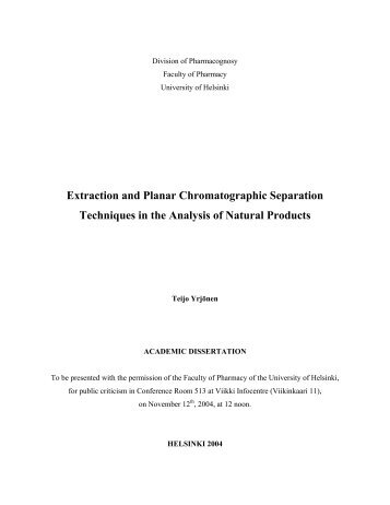 Extraction and Planar Chromatographic Separation Techniques in the