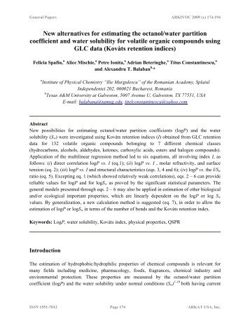 New alternatives for estimating the octanol/water partition coefficient ...